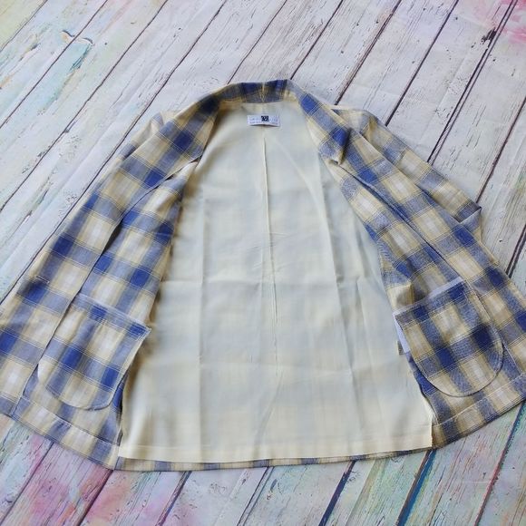 CHRISTY GIRL | BlueYellow Plaid Boyfriend Blazer - Picture 9 of 14